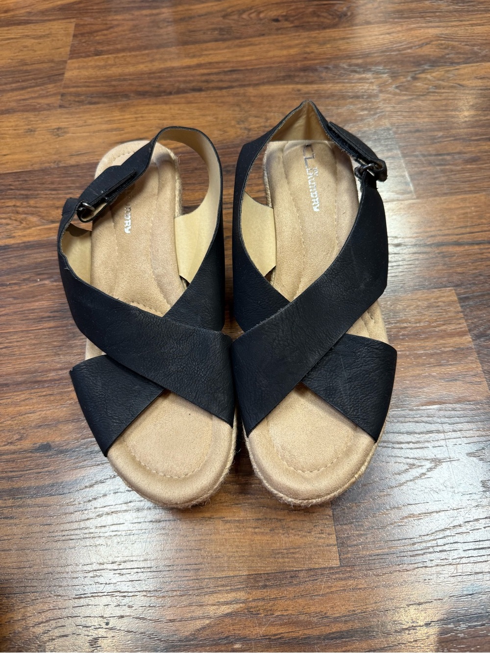 CL by Laundry Black Crisscross Slingback Sandals